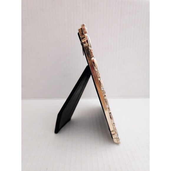 LNT Home Picture Frame Back Stand Silver Tone Ivory Rhinestones - Picture 4 of 7